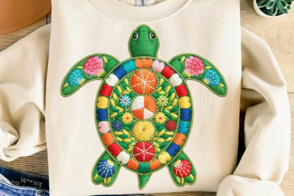 Download Colorful Embroidered Floral Turtle Png - Floral turtle png Collection