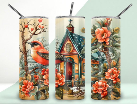 Download Bird Flower Tumbler Design 20oz - Premium Resources