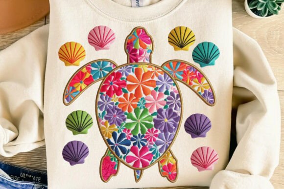 Download Colorful Seashells Floral Turtle Png - Floral turtle png Collection