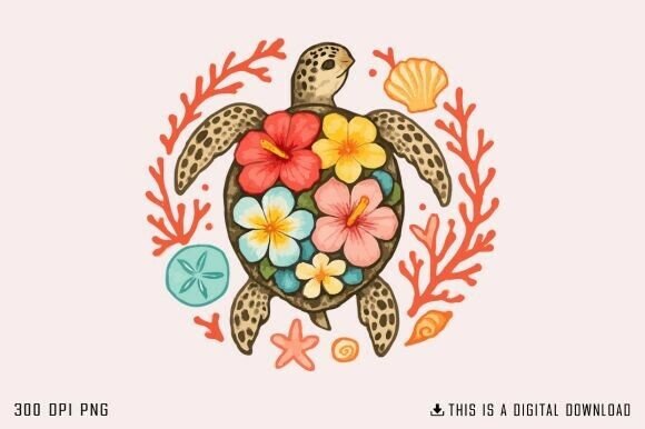 Download Floral Turtle Png, Ocean Turtle Png - Floral turtle png Collection