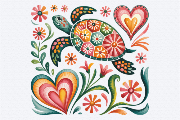 Download Boho Floral Turtle PNG Sublimation DTF - Floral turtle png Collection