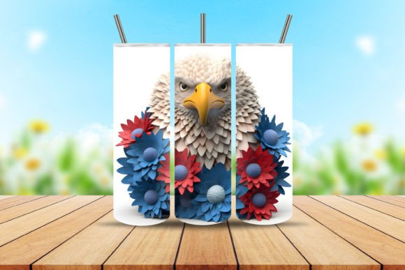 Download 3D Floral Bald Eagle Tumbler Wrap - Eagle tumbler Collection