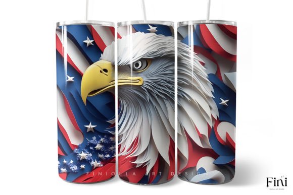 Download 4th of July 3D Bald Eagle Tumbler Wrap - Eagle tumbler Collection